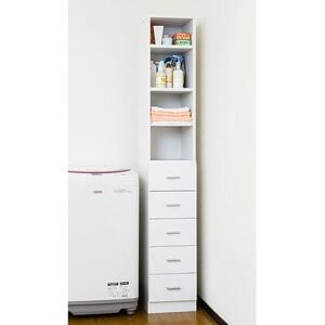 鏡面すきま収納タオルストッカー W30 ホワイト AKU1003482