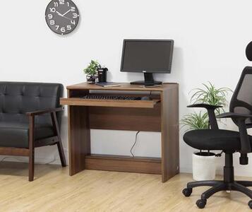 配線収納デスク フットレスト付 ウォールナット