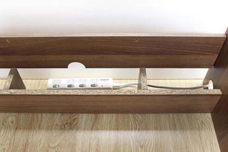 配線収納デスク フットレスト付 ウォールナット