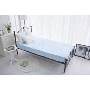 ベッドシーツ シングル 綿100 洗える ボックスシーツ ベッド用 綿ボア ブルー_雑貨・日用品  寝具 _【1019449】