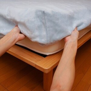 ベッドシーツ ダブル 綿100 洗える ボックスシーツ ベッド用 綿ボア ブルー_雑貨・日用品  寝具 _【1049219】