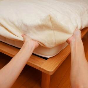 ベッドシーツ シングル 綿100 洗える ボックスシーツ ベッド用 綿ボア 生成_雑貨・日用品  寝具 _【1295684】