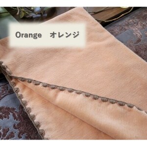 ひざ掛け かわいい 綿毛布 おしゃれ コットン100% オレンジ_雑貨・日用品 毛布 寝具   雑貨・日用品  寝具 _【1303137】