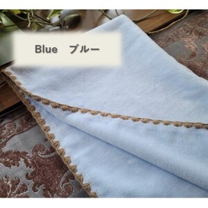 ひざ掛け かわいい 綿毛布 おしゃれ コットン100% ブルー_雑貨・日用品 毛布 寝具   雑貨・日用品  寝具 _【1303140】