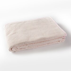 シール織さわやかタオルケットストライプ　(ピンク)　_雑貨・日用品 タオルケット 寝具 _【1082920】