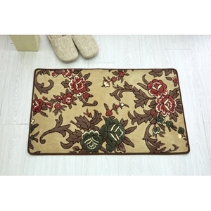 玄関マット 50×80 洗える マット 高級 金華山織 花ストリーク ベージュ_雑貨・日用品  家具・インテリア _【1064270】