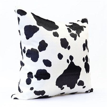 OKADA TEXTILE ホルスタイン柄エコファークッション(ホワイト×ブラック)_雑貨・日用品  家具・インテリア _【1143745】