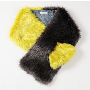 OKADA TEXTILE バイカラーマフラー(イエロー×チャコールグレー)_装飾品・工芸品 マフラー・手袋 服飾小物 _【1107817】