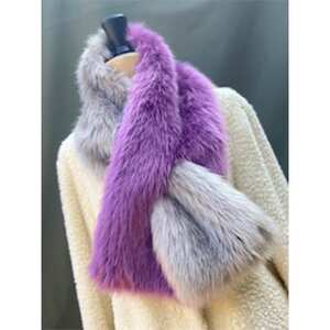 OKADA TEXTILE バイカラーマフラー(グレージュ×パープル)_装飾品・工芸品 マフラー・手袋 服飾小物 _【1107816】