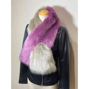 OKADA TEXTILE バイカラーマフラー(グレージュ×パープル)_装飾品・工芸品 マフラー・手袋 服飾小物 _【1107816】