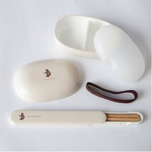 知床トコさん ランチボックス(Sサイズ)・箸 セット 【アイボリー】弁当箱　マイ箸【配送不可地域：離島・沖縄県】【1633142】