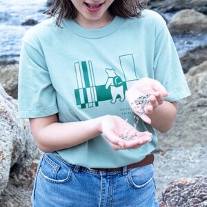 「知床トコさん」×久米繊維　コットンTシャツ　四角柄 グリーン　Mサイズ　半袖【配送不可地域：離島・沖縄県】【1634913】