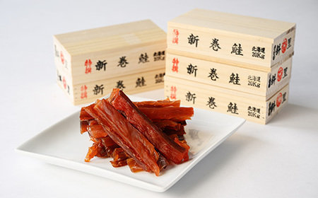 鮭とば(新巻鮭木箱風ミニチュアケース付き)　5個セット【配送不可地域：離島・沖縄県】【1642746】