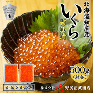 北海道知床産 鮭いくら醤油漬け 500g(250g×2)【配送不可地域：離島・沖縄県】【1209680】