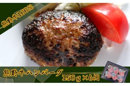 黒毛和牛100％希少なブランド熊野牛ハンバーグ（150ｇ×6個）(B663-1)