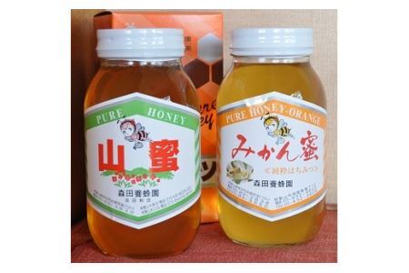 国産純粋はちみつ２種(みかん蜜、山蜜)各　1.2kg(B182-1)