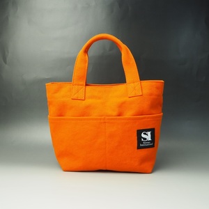 【1095-2】伝統に培われた技術!倉敷帆布前面ポケットミニトート オレンジ