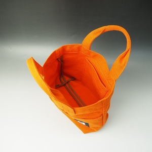 【1095-2】伝統に培われた技術!倉敷帆布前面ポケットミニトート オレンジ