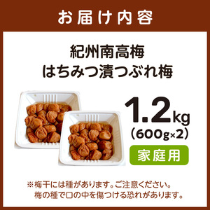 【1190-1】紀州南高梅　はちみつ漬つぶれ梅600ｇ×2