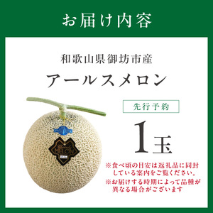 【1219】農家直送!和歌山県御坊市産アールスメロン1玉≪先行予約 2026年7月より順次発送分≫