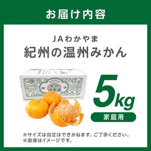 【1262-1】JAわかやま　紀州の温州みかん（家庭用）5kg