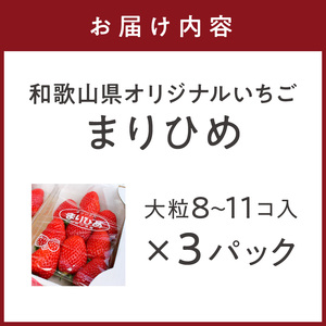 【0203-3】和歌山県オリジナルいちご「まりひめ」【配送不可地域：北海道・青森・秋田・岩手・沖縄】