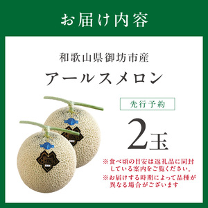 【0262-4】農家直送!和歌山県御坊市産アールスメロン2玉≪先行予約 2026年7月より順次発送分≫ メロン