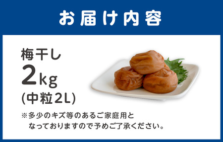 昔ながらのしょっぱい梅干し 2kg 中粒2L（白干梅）［無添加］ すっぱい梅干 和歌山県産 紀州南高梅