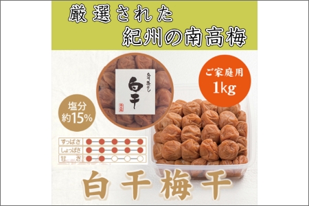 【0840-4】紀州南高梅 白干梅(塩分15%) 1kg