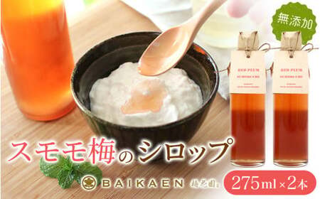 スモモ梅の無添加シロップ 275ml×2本 / すもも スモモ 梅干し 梅干 うめぼし 南高梅 国産 梅 うめ ウメ 健康 シロップ 果汁 和歌山県 田辺市 【bik010】