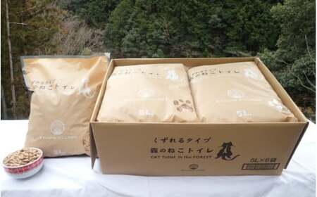 森のねこトイレ　くずれるタイプ（5L×6袋入り） / ねこトイレ ネコトイレ 猫トイレ ペットトイレ 猫砂 システムトイレ用 国産 ヒノキ 檜 紀州ひのき 紀州ヒノキ 抗菌 消臭 防カビ 防虫 CO2削減 エコ エコな砂 簡単処分【kgk002】