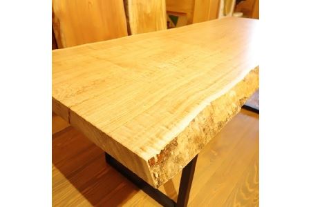 タモ杢の一枚板テーブル 　１点物【杢美】【mkh005】