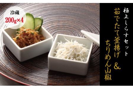 【セット】釜揚げしらす(200g×2) と ちりめん山椒(200g×2)【冷蔵】無添加・無着色  しらす シラス 釜揚げ 小分け 冷蔵 ちりめん【mar107】