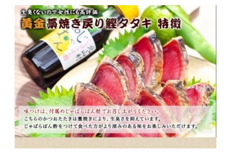 黄金藁焼一本釣り戻り鰹タタキ3kgとじゃばらポンズ100mlのセット【1か月以内に発送】 【nks101B】