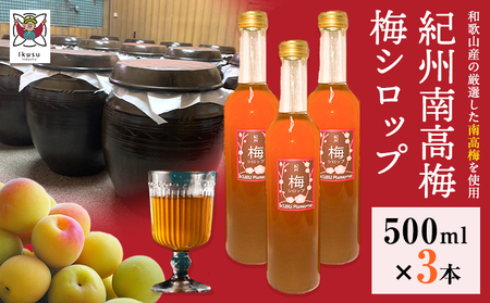 孫さんの紀州南高梅 梅シロップ 500ml×3本 イクス産業《30日以内に出荷予定(土日祝除く)》和歌山県 紀の川市 梅 シロップ