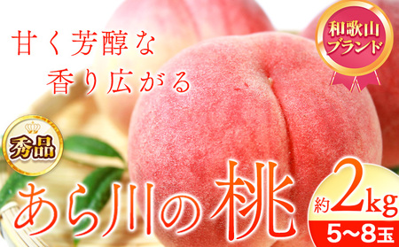 桃 もも 秀選品和歌山のブランド桃「あら川の桃」約2kg 5～8玉 紀の川市厳選館《6月下旬-8月上頃出荷》｜桃 もも モモ フルーツ 果物 白鳳 清水白桃 川中島白桃  和歌山県産の桃 紀の川市の桃 和歌山の桃