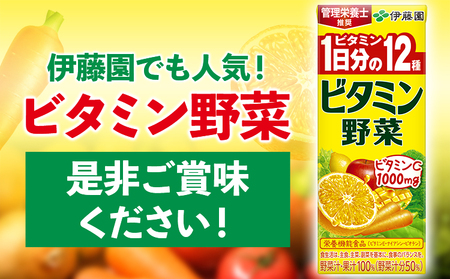 紀の川市産 紙パック飲料 ビタミン野菜 200ml×24本 1ケース 株式会社伊藤園 《30日以内に出荷予定(土日祝除く)》