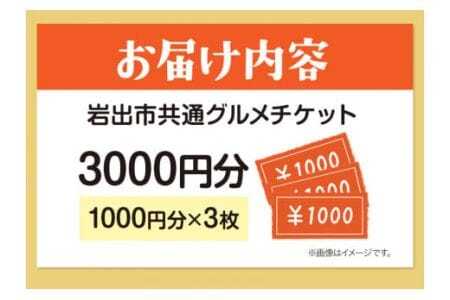 岩出市共通グルメチケット3000円分(1000円分×3枚) 那賀飲食業生活衛生同業組合《60日以内に出荷予定(土日祝除く)》