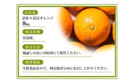 【訳あり】手選別 清見オレンジ 約8kg 和歌山県産 2S~2Lサイズ混合※2026年2月上旬～5月中旬頃に順次発送【mrmt049】