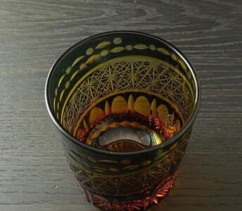 切子グラス（漆技） オールドグリーン 【NF28】