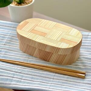 九州杉 国産 曲げわっぱ 網代柄 被せ蓋 弁当箱 まげわっぱ［YS156］