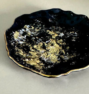豆皿 口金ロック 古代金箔漆黒 ［NF172］