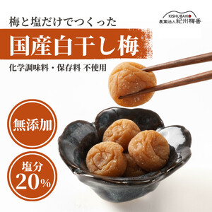 無添加 塩だけ 昔ながらの梅干し 南高梅 紀州梅香 完熟 白干し梅 訳あり つぶれ梅1kg （500gパック×2個） 塩分20% 20-G ［KU14］