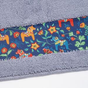 北欧の「幸せを運ぶ馬」ダーラヘスト柄のキッチンマット　ライトグレー(縦50cm×横240cm)