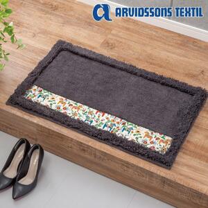 北欧の「幸せを運ぶ馬」ダーラヘスト柄の玄関マット　グレー(縦50cm×横80cm)