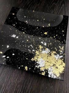 スクエアプレート(D) 古代塗り金箔漆黒