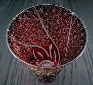 箔舞切子グラス400 レッド
