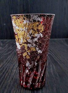 箔舞切子グラス400 レッド