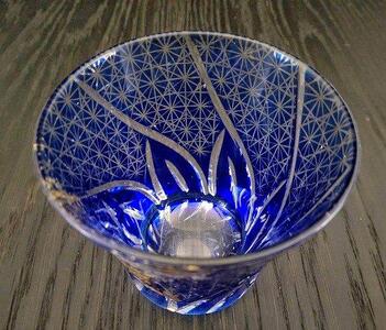 箔舞切子グラス240 ブルー ［NF204］