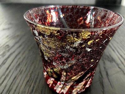 箔舞切子グラス240　レッド